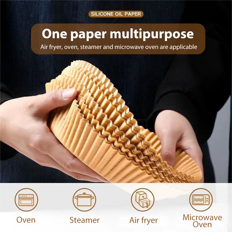 Set 50-100 Giấy Lót Nồi Hấp Bánh Bao Hình Tròn Chống Dính Dùng Một Lần Cho Nhà Bếp
