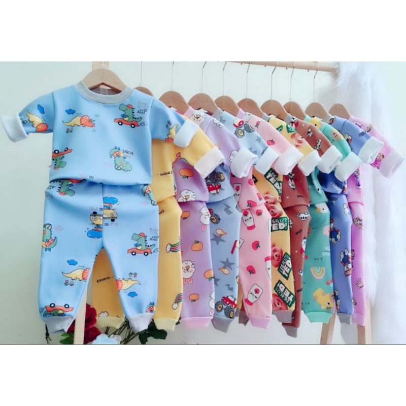 Quần áo trẻ em - Bộ nỉ lông chui đầu cho bé từ 4-14kg