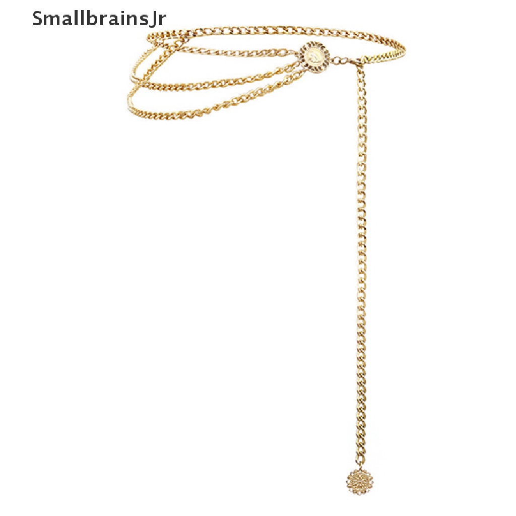 Thắt lưng kiểu dây xích kim loại phối đồng xu cổ điển thời trang dành cho nữ