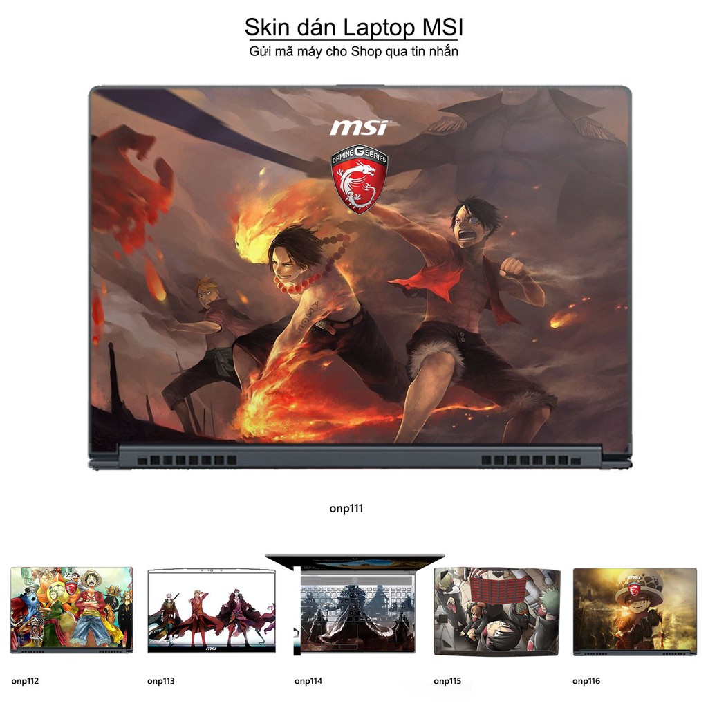 Skin dán Laptop MSI in hình One Piece nhiều mẫu 12 (inbox mã máy cho Shop)