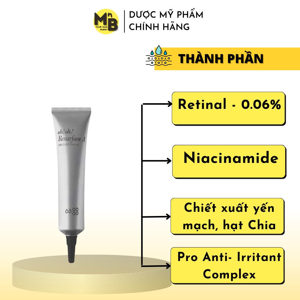 Tinh Chất Trẻ Hóa, Làm Sáng Da oh!oh! Resurface A (with 0.06% Retinal) (20ml)