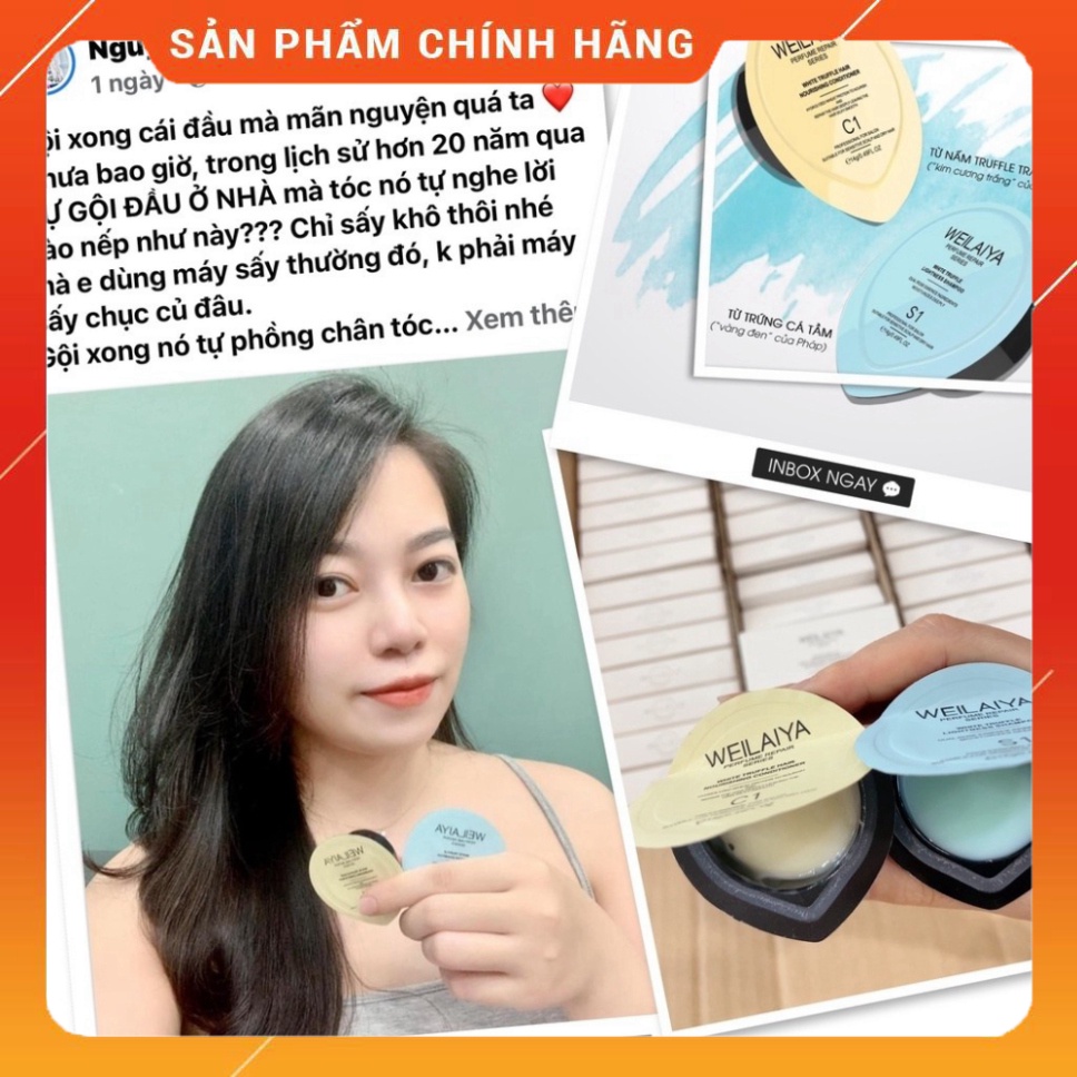 Set Dầu Gội Xả Phục Hồi Tóc Hư Tổn Đa Tầng Nấm Truffle Weilaiya giúp Chăm Sóc Tóc Khô Xơ Gãy Rụng Mini Test