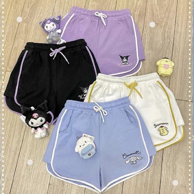[Có sẵn] Quần Đùi Ngắn Thêu Hình Oh My Melody Màu Pastel Siêu Đáng Yêu
