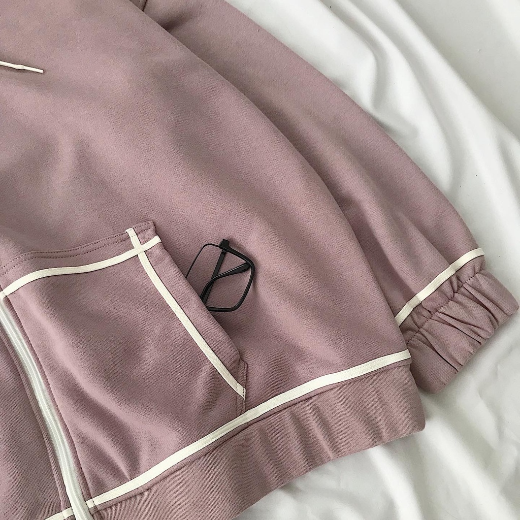 Áo Khoác Nỉ Nữ JEM CLOSET Form Rộng West Áo Khoác Oversize Phong Cách Unisex Hàn Quốc Màu Tím 10102