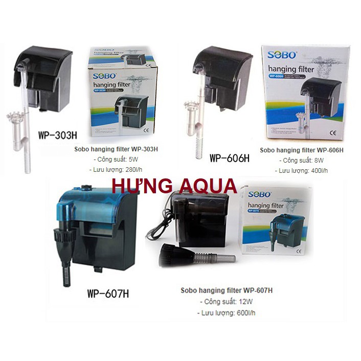 Lọc thác bể cá - lọc thác bể cá mini - lọc treo mini SOBO WP 303H 5W, 606H 8W, 607H 12W Jeneca XP-03 XP-06 (hàng cty)