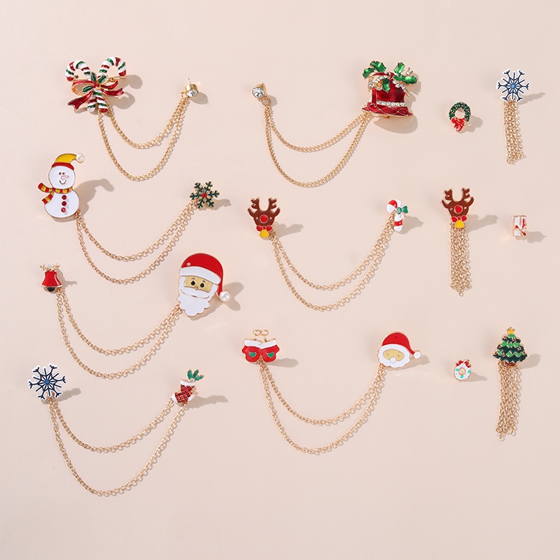 Ghim cài áo trang trí hình Santa Claus phối tua rua cá tính cho nữ