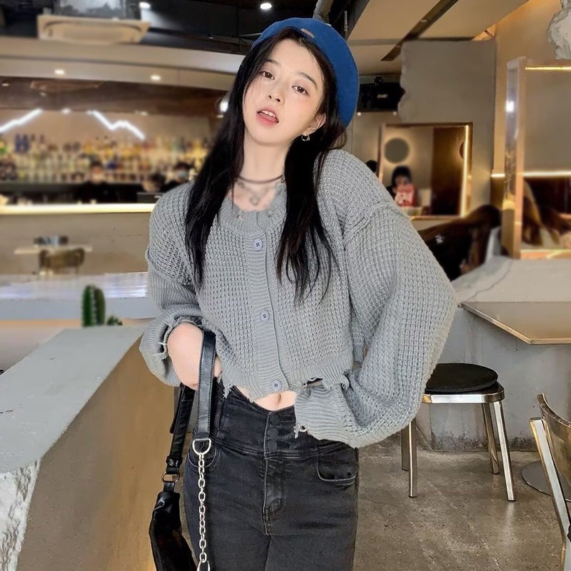 Áo Khoác Cardigan Dệt Kim Dáng Rộng Cổ Chữ V Thời Trang Thu Đông Dành Cho Nữ