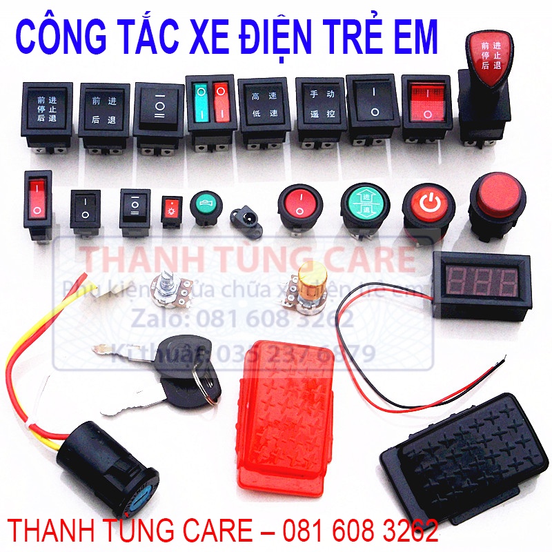 Công tắc nguồn xe điện trẻ em 3 chân Ôtô, Xe máy điện trẻ em đường kính 2,6 - 2.cm