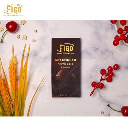 [Chính hãng] Dark Chocolate 70% Cacao FIGO 50gr, Socola đen nguyên chất 70% Cacao it đường, ăn giảm cân, giảm stress.