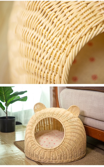 Ổ Mèo Chuồng Nhà Cho chó Mèo bằng mây