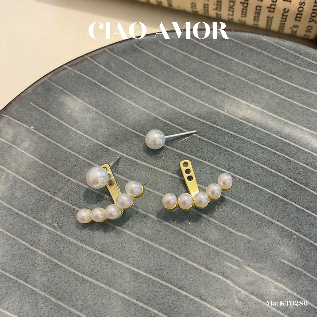 Khuyên tai nữ, Bông tai ngắn đính ngọc vành tai thanh lịch Trang sức Ciao Amor - KT0286