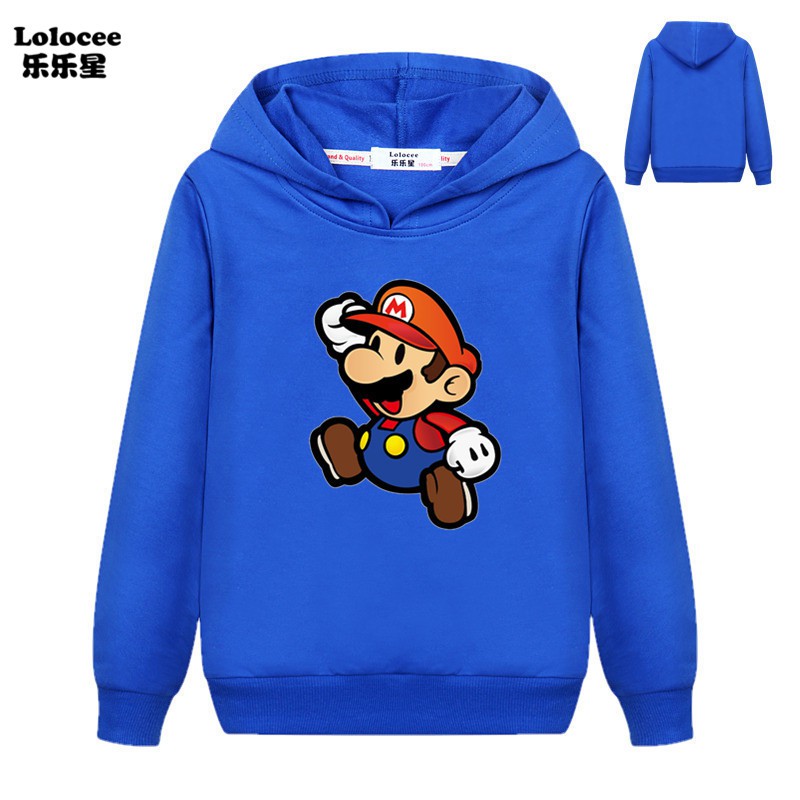 Áo Hoodies Tay Dài Hoạ Tiết Hoạt Hình Mario