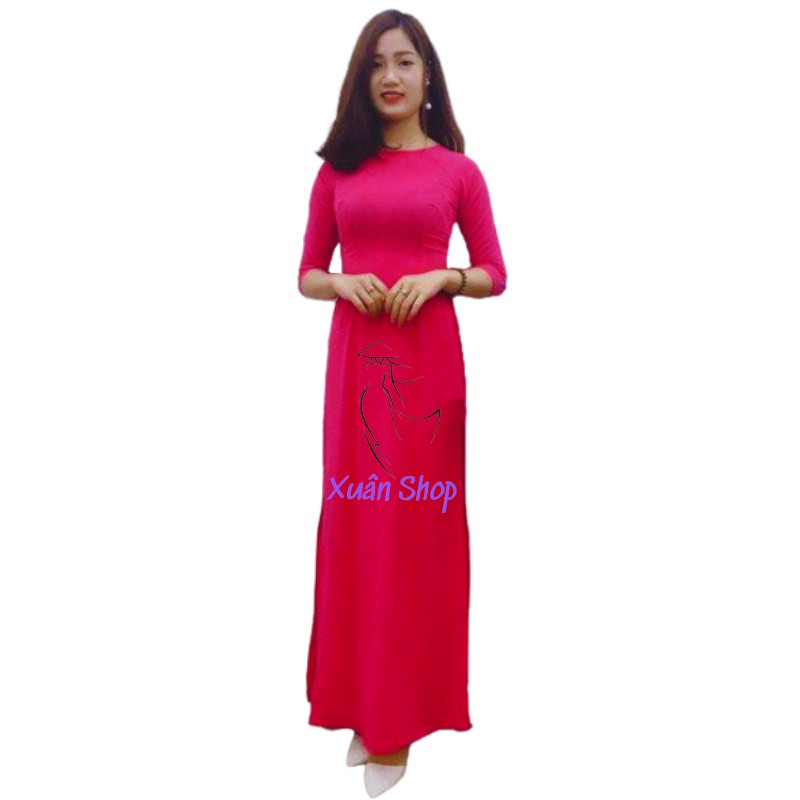 Áo dài truyền thống chất liệu lụa tằm kèm quần may sẵn
