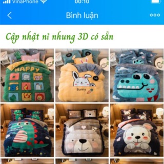 Bộ chăn ga gối nỉ nhung 3D