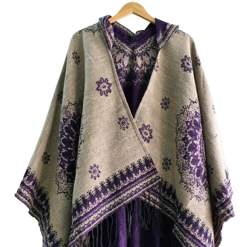 Áo choàng boho có mũ khăn choàng mùa đông size 150*130cm - Mã LE29  Lemon
