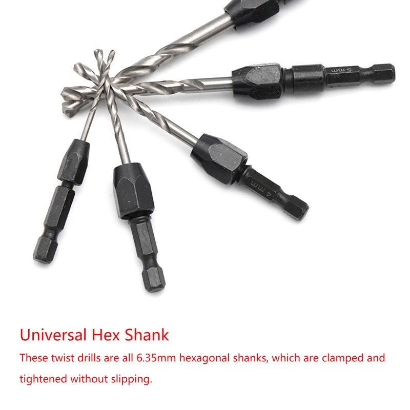 Bộ Mũi Khoan Xoắn 6 35mm 1 4 Mũi Lục Giác HSS Dành Cho Làm Gỗ 5 P
