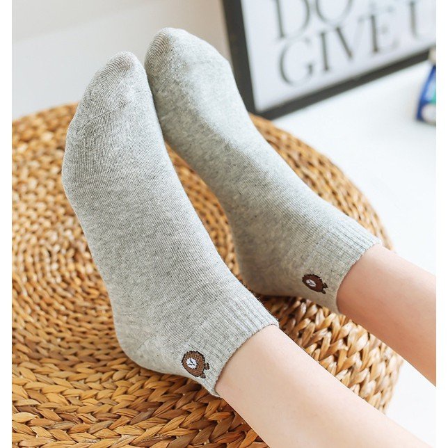 SET 10 Tất gấu cổ ngắn cotton co giãn thoáng khí kèm túi xinh xắn nongsansachathai 00925