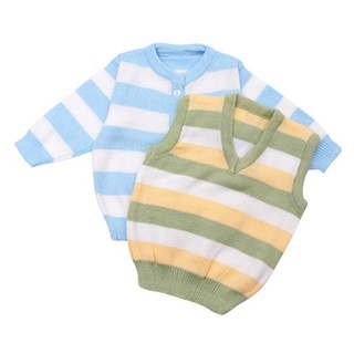 Set 2 Áo Len sọc Giữ Ấm Cho Bé (Tay Dài cúc - Gile)