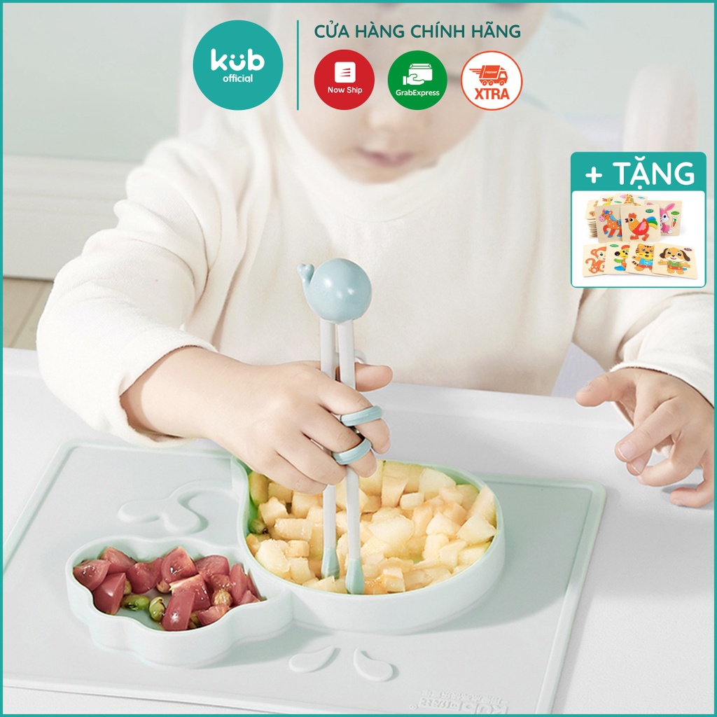 Đũa tập ăn xỏ ngón cho bé KUB, đũa ăn dặm tập gắp chắc chắn cho bé