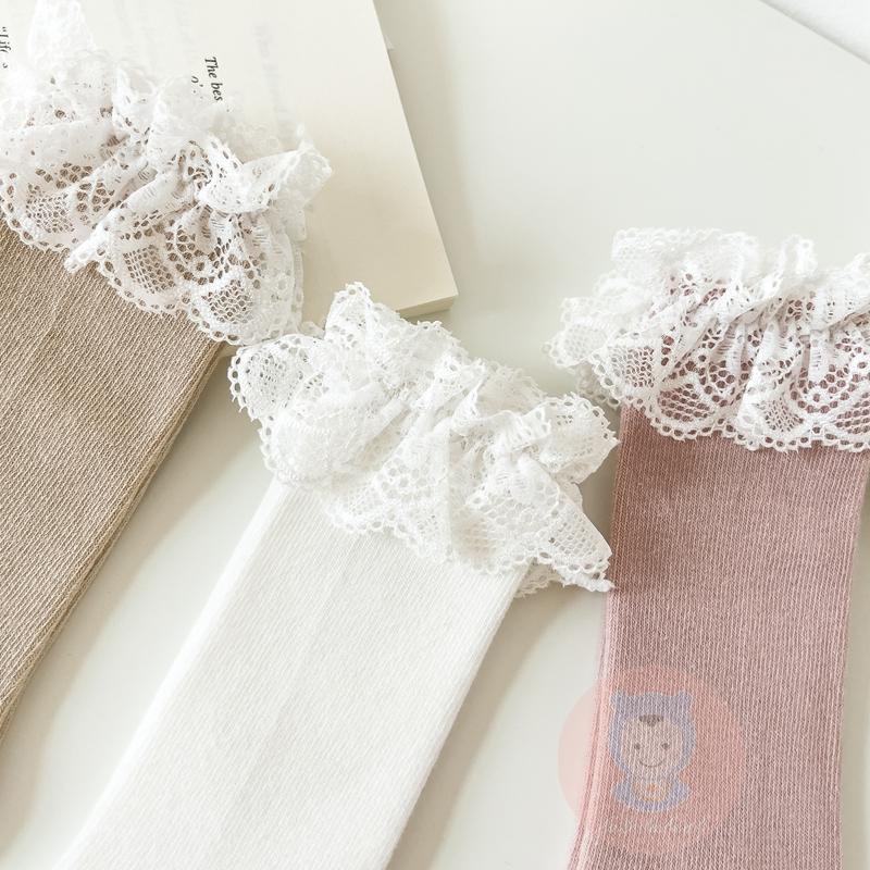 Laa6-quần Tất Dài Qua Gối Thêu Ren Dễ Thương Cho Bé Gái