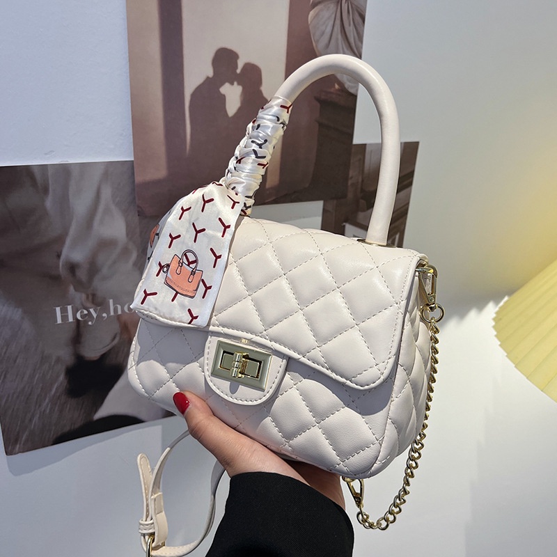 Túi Đeo Chéo Hình Vuông Nhỏ Thêu Họa Tiết Kẻ Sọc Phối Dây Xích Thời Trang Mùa Hè 2022 Mới Cho Nữ