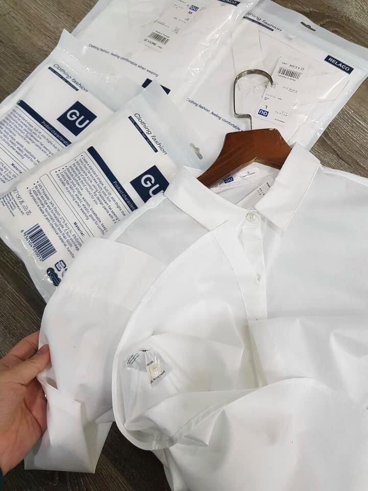 áo sơ mi form thụng mác Gu túi zip cao cấp