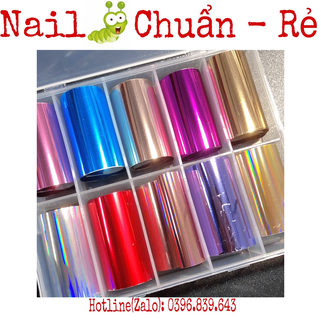 FOIL Giật Dán Móng - Foil Dán Trang Trí Nail Hộp 10 Cuộn - Trang trí móng