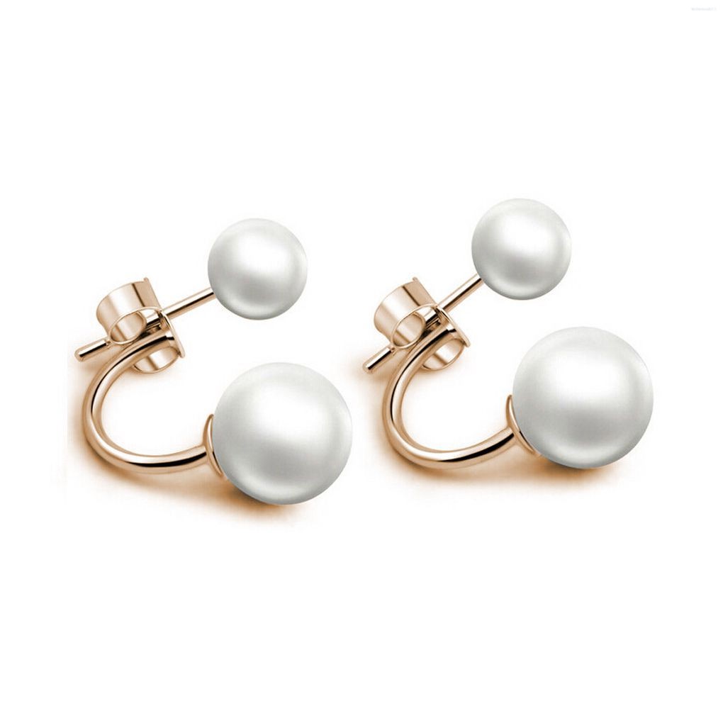 Ladies' 925 Sterling Silver Pearl Ear Stud Dangle Earrings  Kitchentool