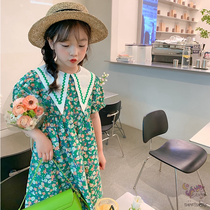 Đầm Công Chúa Cổ Búp Bê In Hoa Dễ Thương Thời Trang Mùa Hè Cho Bé Gái