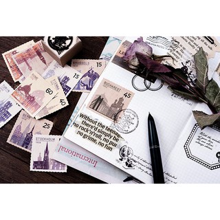 Bộ 45 Sticker Tem Thư Cổ Điển E55
