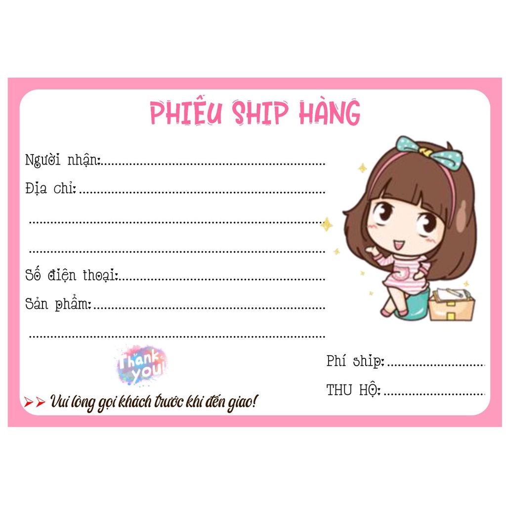 PHIẾU SHIP - GỬI HÀNG ( decal lột ra và dán )