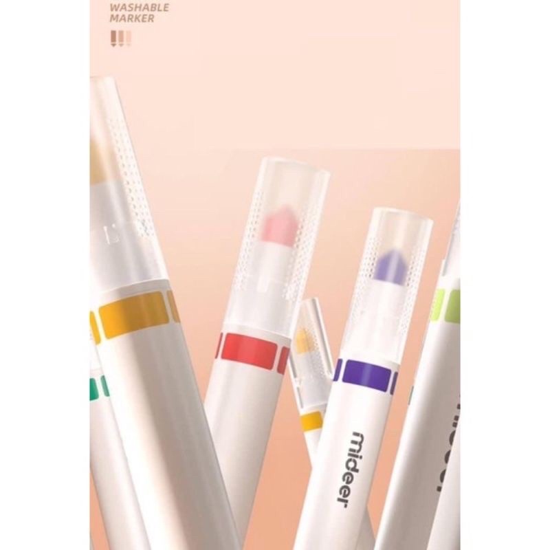 Hộp bút đàn màu nước an toàn cho bé WASHABLE MARKER MIDEER , Bộ bút Highlight