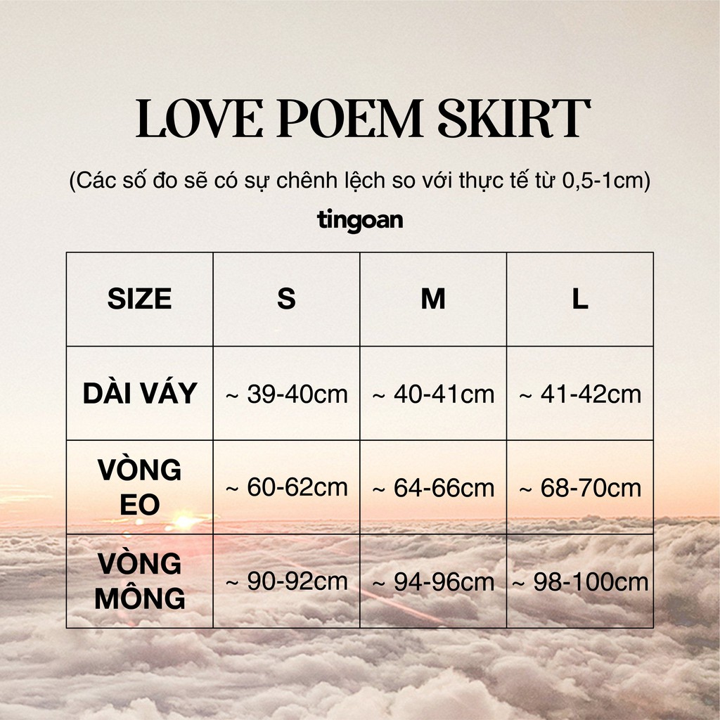 TINGOAN® - Chân váy tweed cạp cao caro tingoan LOVE POEM SKIRT/CR V2 vải mới nhất 2023 ánh ngà vintage