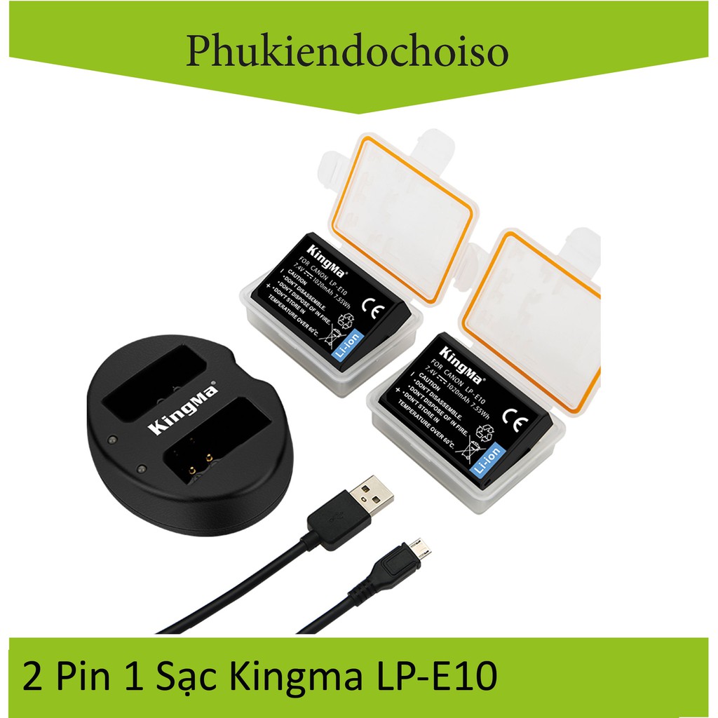 Bộ 1 pin 1 sạc Kingma cho Canon LP-E10 + Hộp đựng Pin, Thẻ nhớ