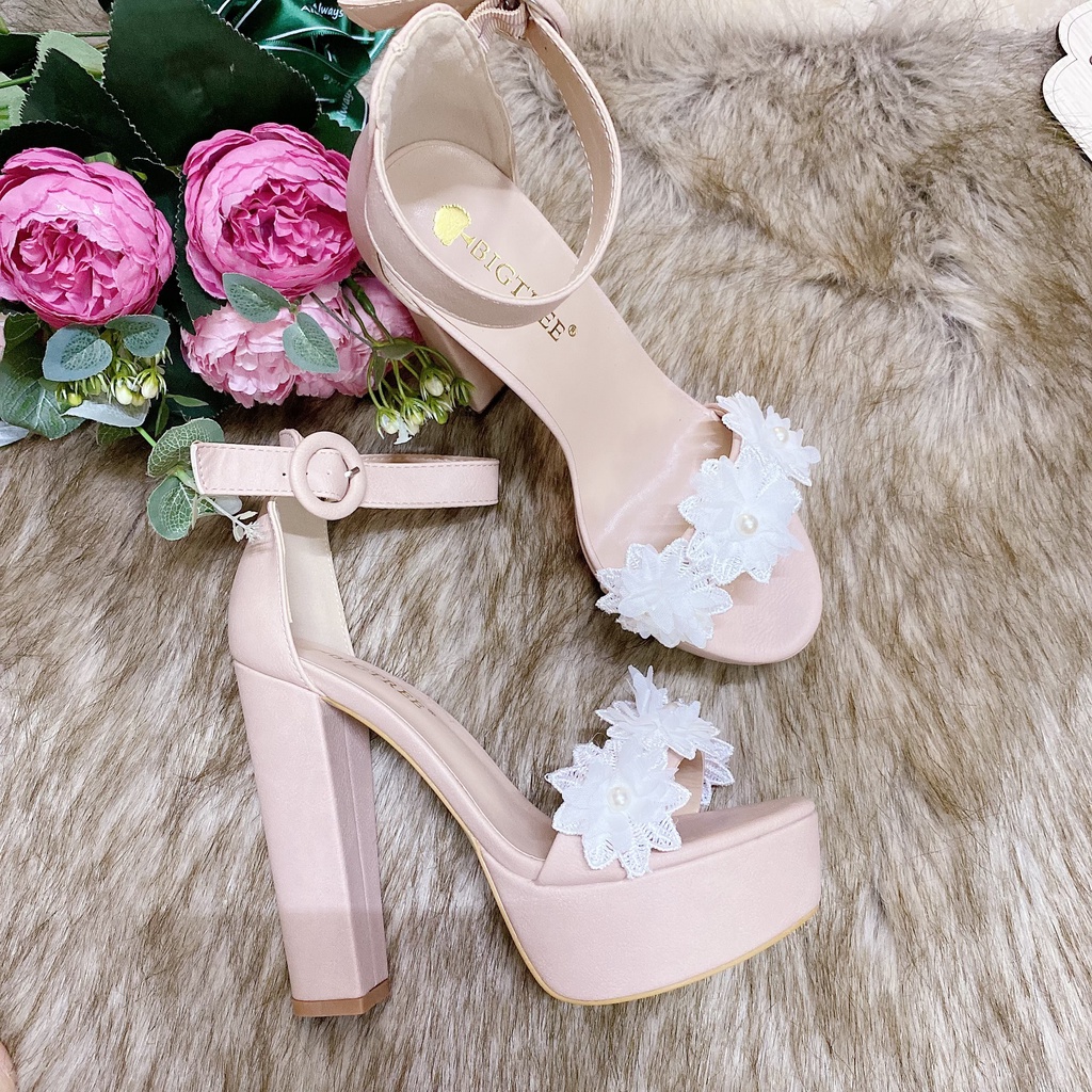GIÀY CƯỚI ĐÚP 13CM HOA NGỌC CAO CẤP