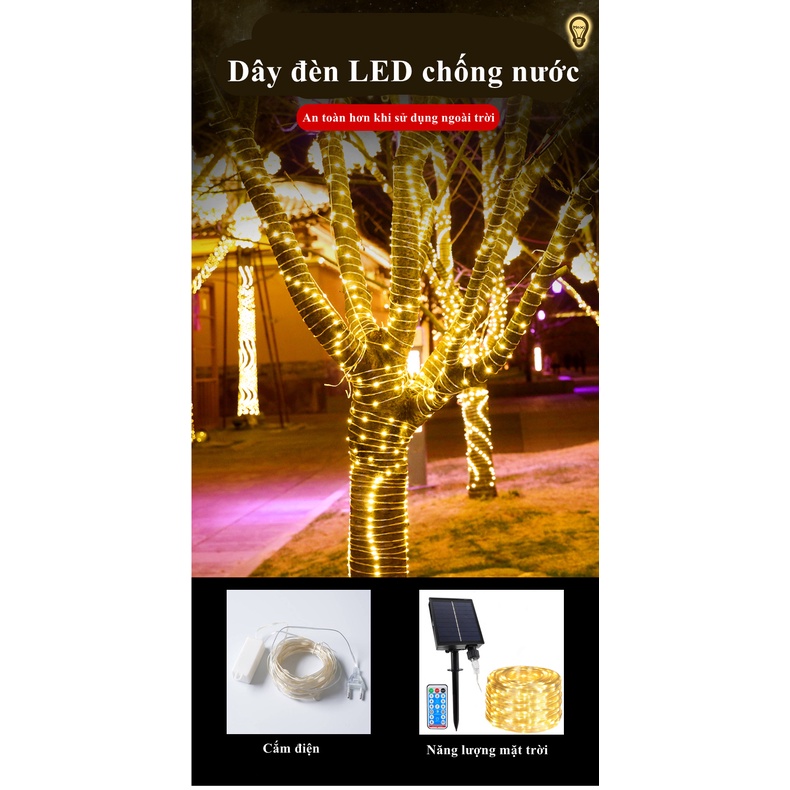 Đèn led đom đóm cao cấp quấn cây năng lượng mặt trời trang trí DECOR ngoài trời công viên sân vườn MOXI