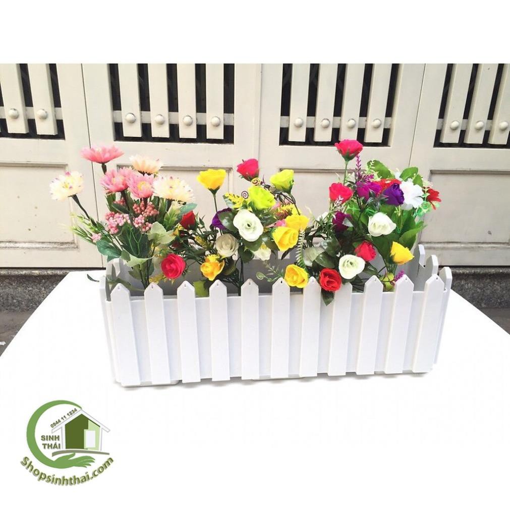 Chậu Treo Ban Công Hàng Rào Màu Trắng - Chậu dài và dày - chậu trồng Rau (KT: 60cm x 20cm x18cm)