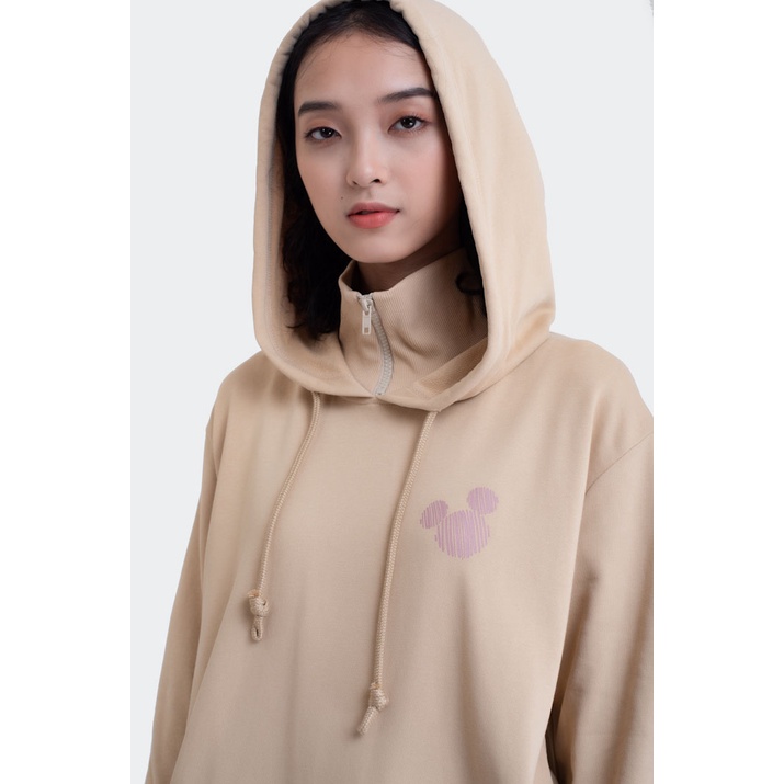 Áo Hoodie Nỉ Có Mũ Nữ BOO Dáng Regular Màu Be Thêu Logo Mickey | BigBuy360 - bigbuy360.vn