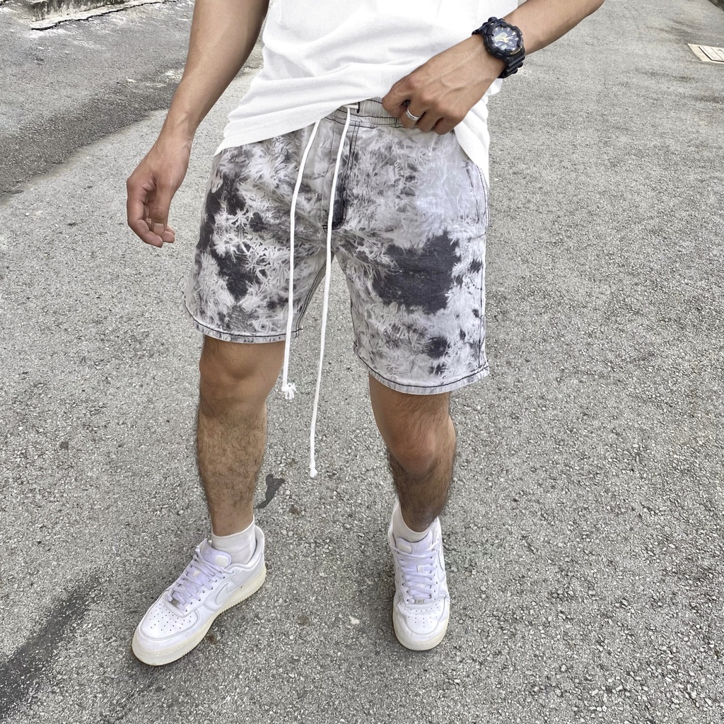 Quần short basic nam streetwear cao cấp FNOS SJ8 form ngắn trên gối, ống rộng jean thun co giãn