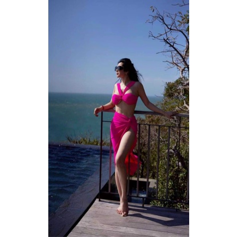 Đồ bơi đi biển, bikini chữ V quần tam giác kèm chân váy Hồ Ngọc Hà cao cấp sang chảnh sexy tôn dáng cực hot
