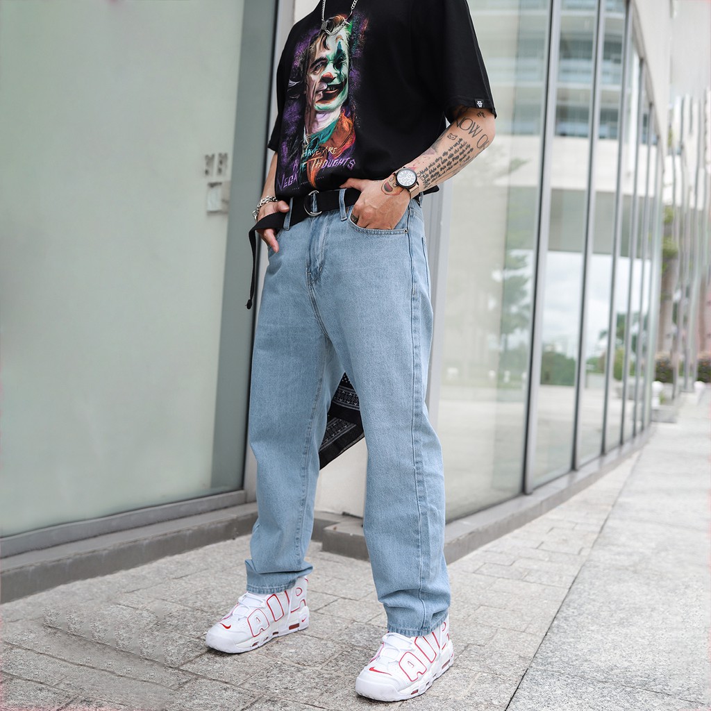 Quần Baggy Trơn Ống Suông Đứng - Chất Vải Jeans Cao Cấp Mềm Mịn - Unisex Nam Nữ Hot Trend Dễ Phối Đồ - Màu Xanh Nhạt 2 | BigBuy360 - bigbuy360.vn