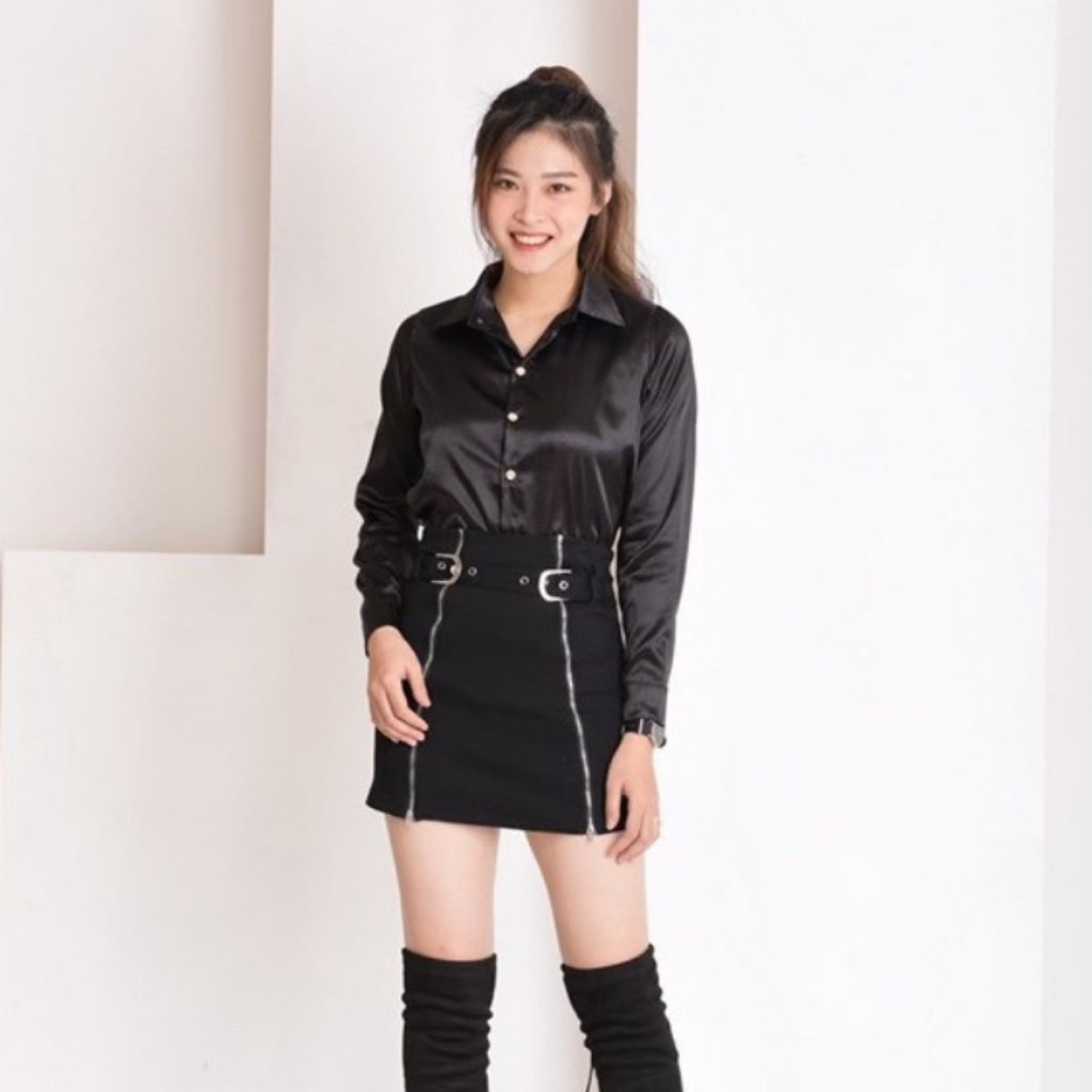 Áo sơ mi lụa nữ trơn dài tay mềm mại thời trang công sở giá rẻ màu trắng,đen,ghi,nâu,xanh DUMISA ASM01 | BigBuy360 - bigbuy360.vn