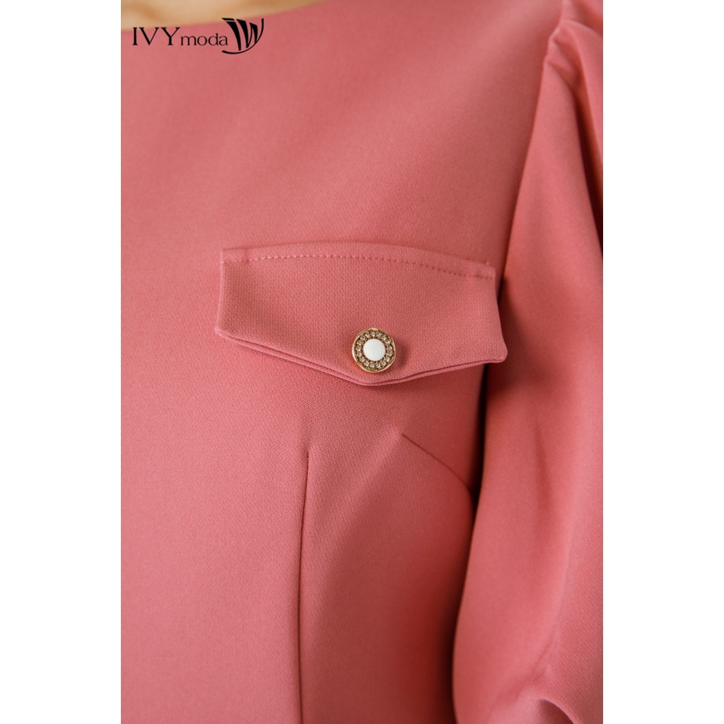 Đầm tay bồng chữ A IVY moda MS 48T0130