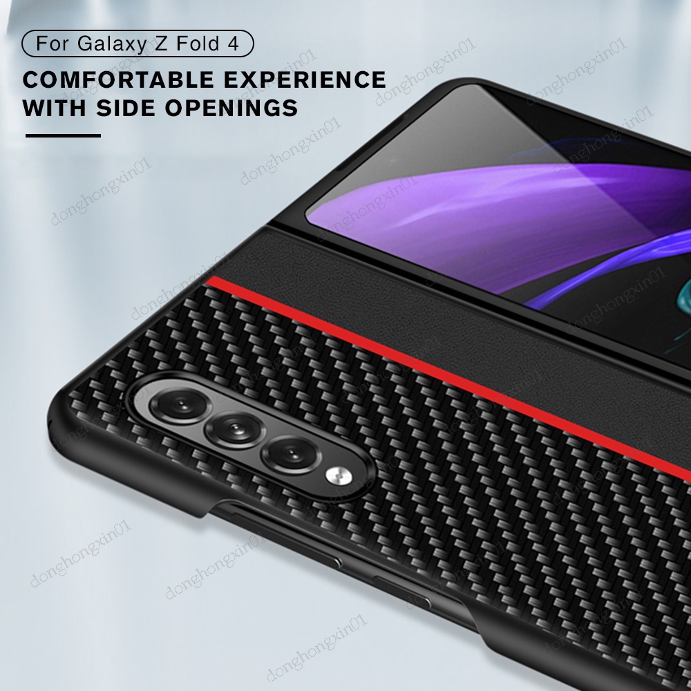 Ốp Điện Thoại PC Cứng Phối Da Sợi Carbon Cho Samsung Galaxy Z Fold4 ZFold4 5G Sumsung Z Fold 4 5G