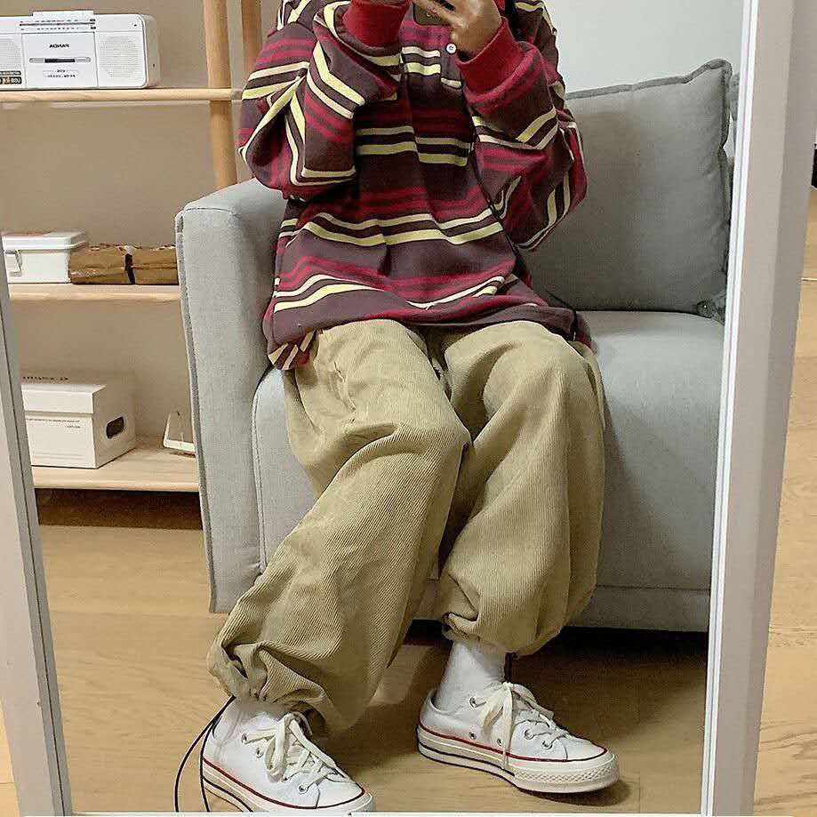 Quần nhung ống rộng phong cách thời trang Hàn Quốc cho nữ