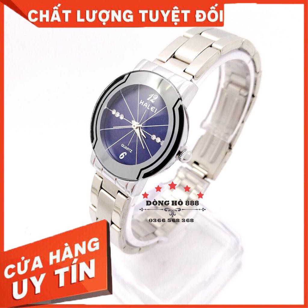 FREESHIP -  Đồng hồ Nữ Halei dây kim loại không ghỉ, chống nước, chống xước mặt tròn size 26mm màu trắng HL457