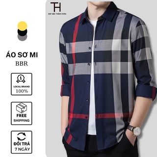Áo sơ mi BATIR kẻ sọc BBR thời trang, áo sơ mi nam cao cấp phong cách nam tính 4 màu