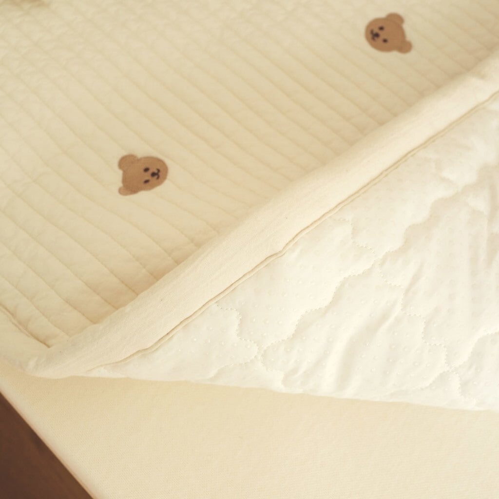 Thảm cotton Quilting Chezbebe cho bé nằm, thảm cao cấp Hàn Quốc dày dặn êm ái thêu sợi dù to không xù, thêu hình