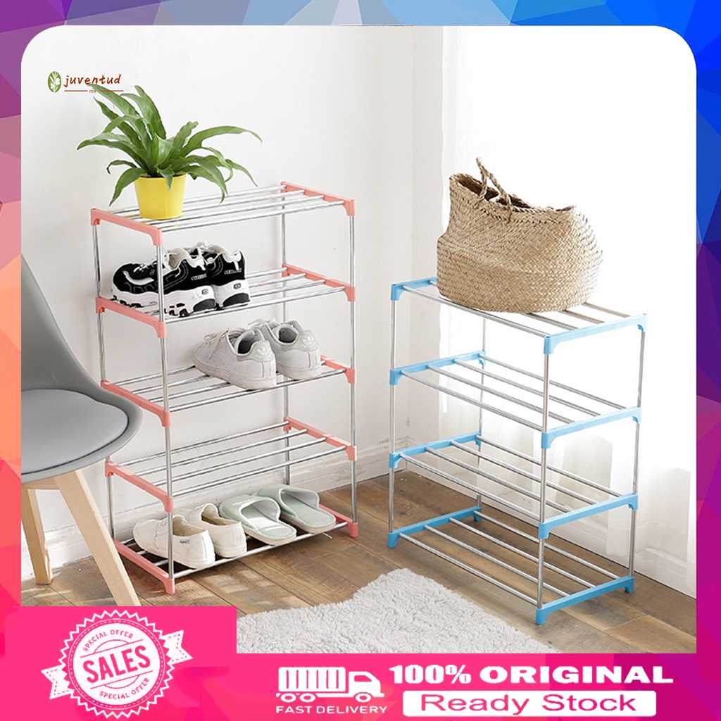 Kệ Để Giày Dép 3 / 4 Tầng Bằng Thép Không Gỉ Lắp Đặt Dễ Dàng