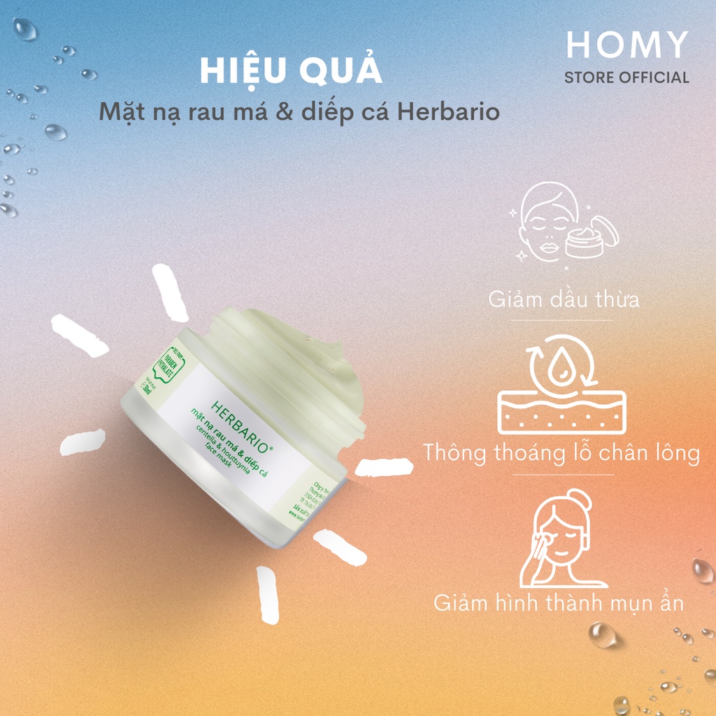 Mặt nạ rau má diếp cá giảm dầu hết mụn Herbario 30ml